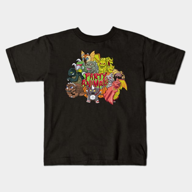 Party Animals Kids T-Shirt by DeepFriedArt